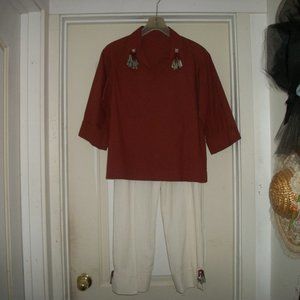 1980S SANTAFE NATIVE SILVERY PANTS TOP SET M